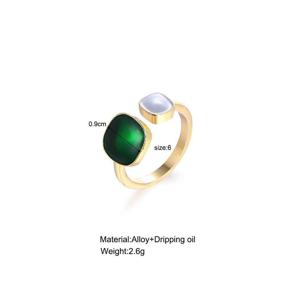 Vintage Boho Enamel Emerald Adjustable Opening Rings for Women & Girls | Fashion Jewelry